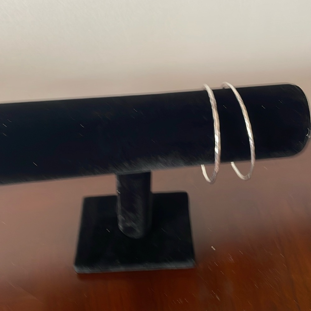 Two New Hammered Silver Bangles